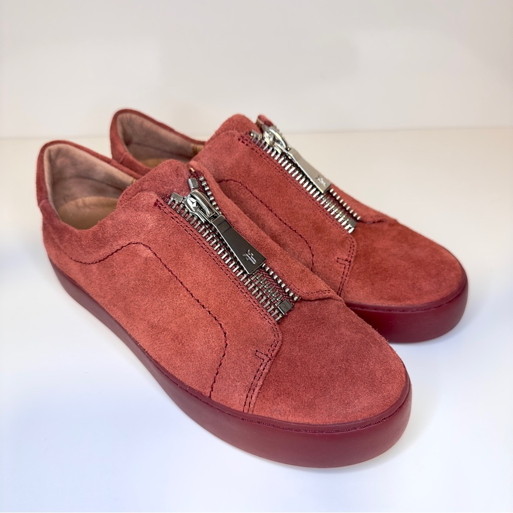 New! Frye Lena Zip Low Sneakers – Women’s Size 8M, Red Suede - Picture 2 of 16